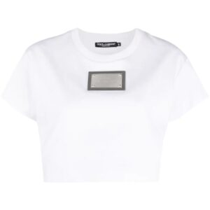 Dolce & Gabbana  x KIM DOLCE&GABBANA logo plaque cropped T-shirt