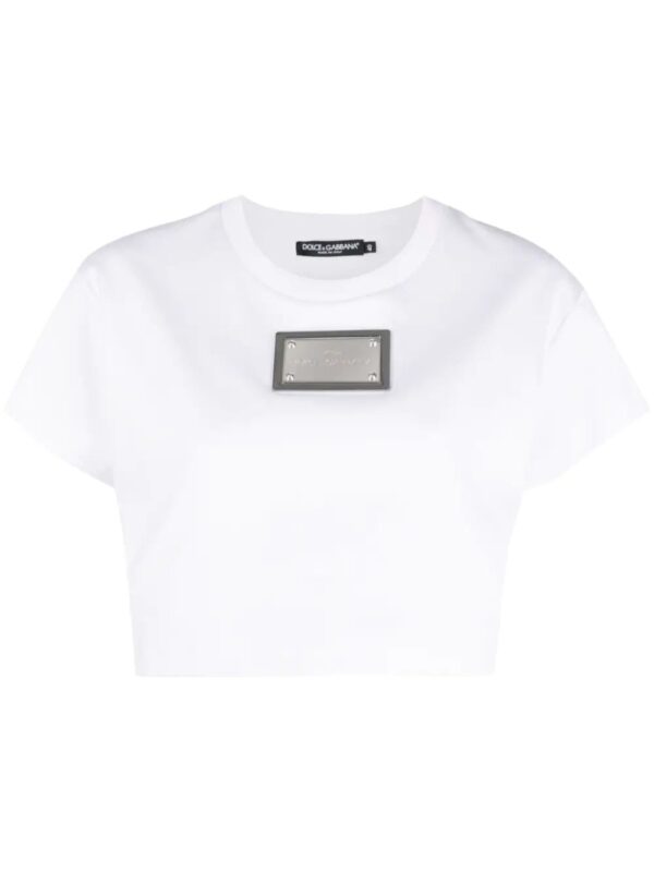 Dolce & Gabbana  x KIM DOLCE&GABBANA logo plaque cropped T-shirt