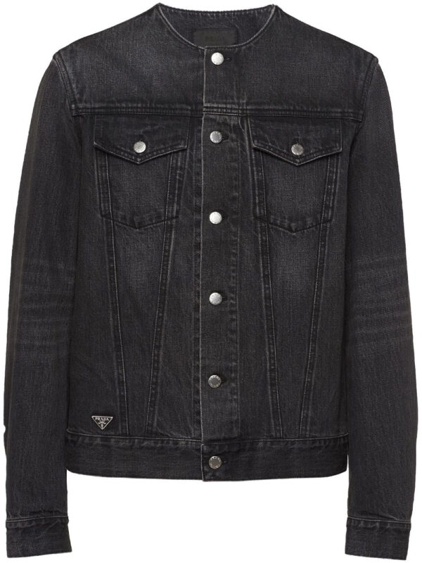 Prada collarless denim blouson jacket
