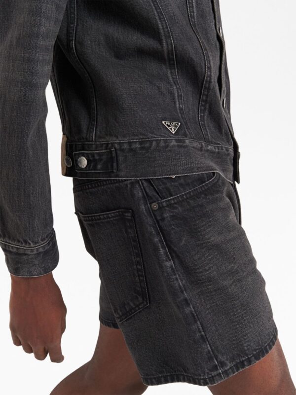 Prada collarless denim blouson jacket - Image 4