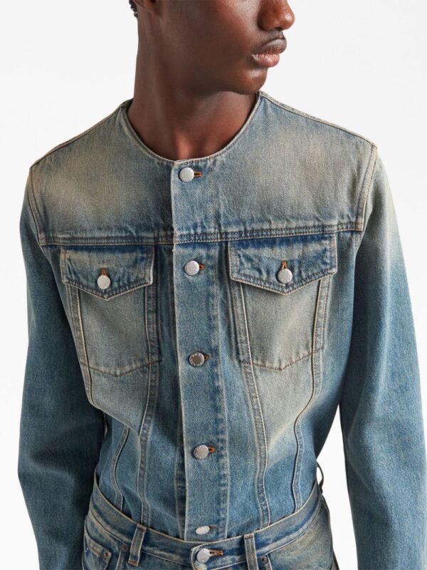 Prada collarless denim blouson jacket - Image 5