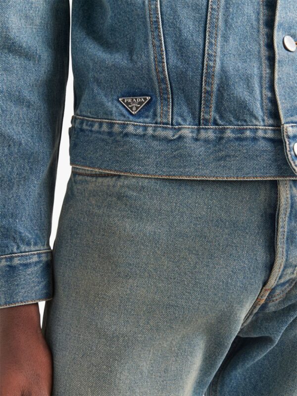 Prada collarless denim blouson jacket - Image 4