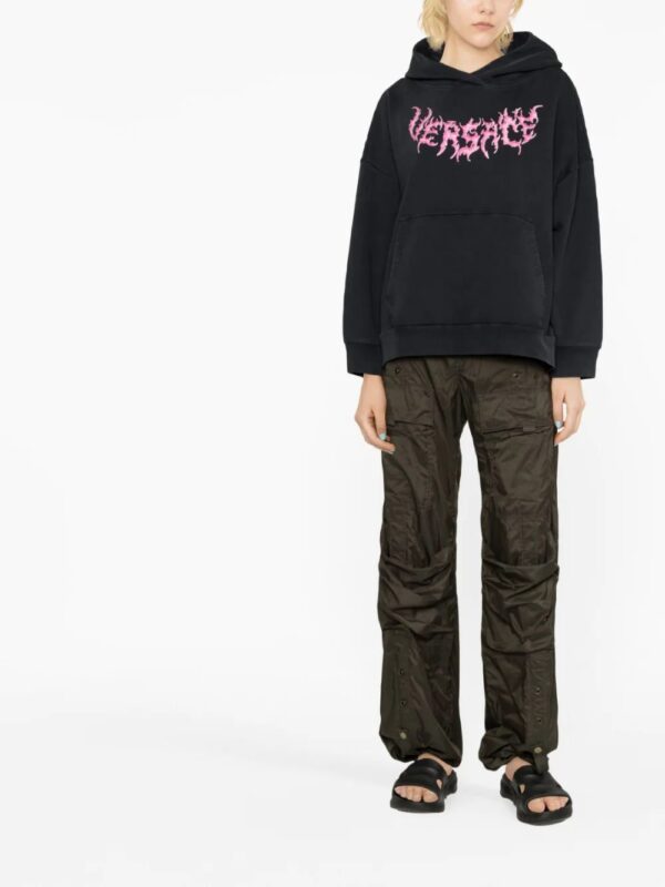 Versace  logo-print cotton hoodie - Image 2