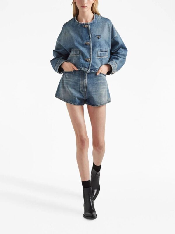 Prada  triangle-logo denim blouson jackett - Image 2