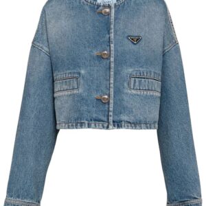 Prada triangle-logo denim blouson jackett