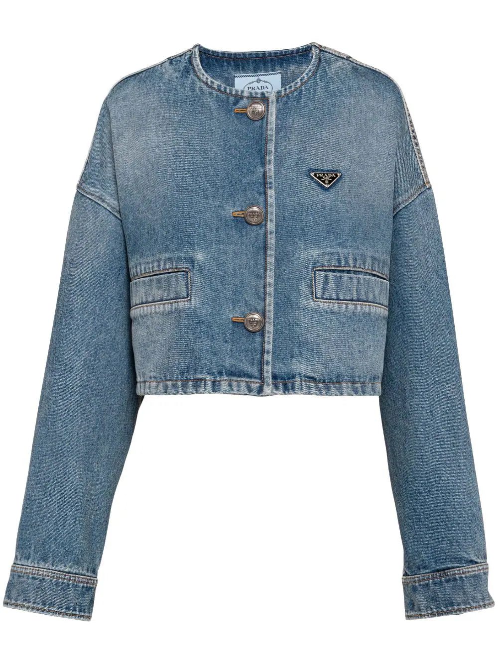 Prada triangle-logo denim blouson jackett