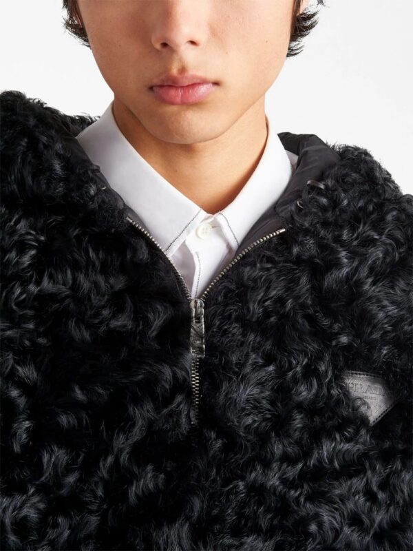 Prada  logo-plaque shearling jacket - Image 4