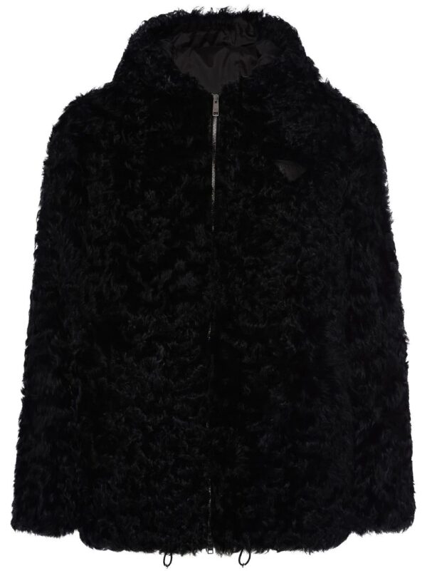Prada  logo-plaque shearling jacket