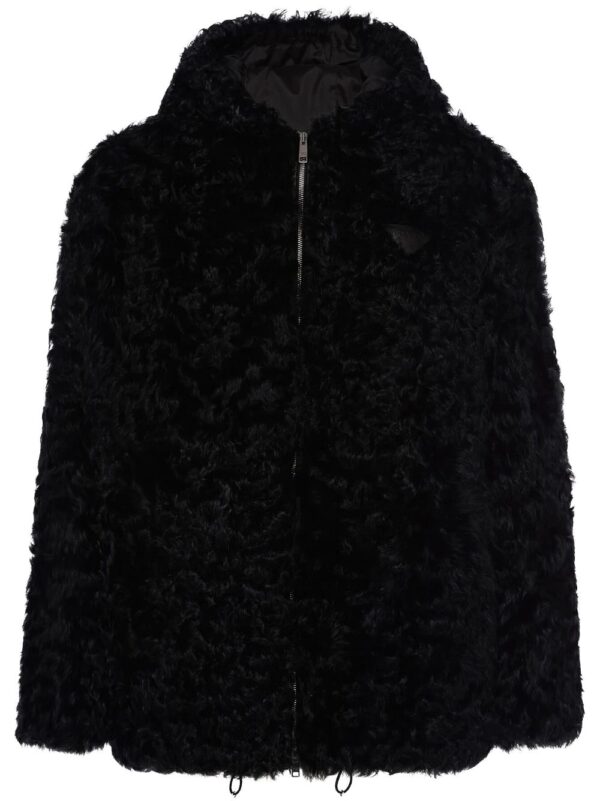 Prada  logo-plaque shearling jacket