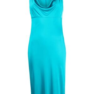 Versace  logo-plaque cowl-neck midi dress