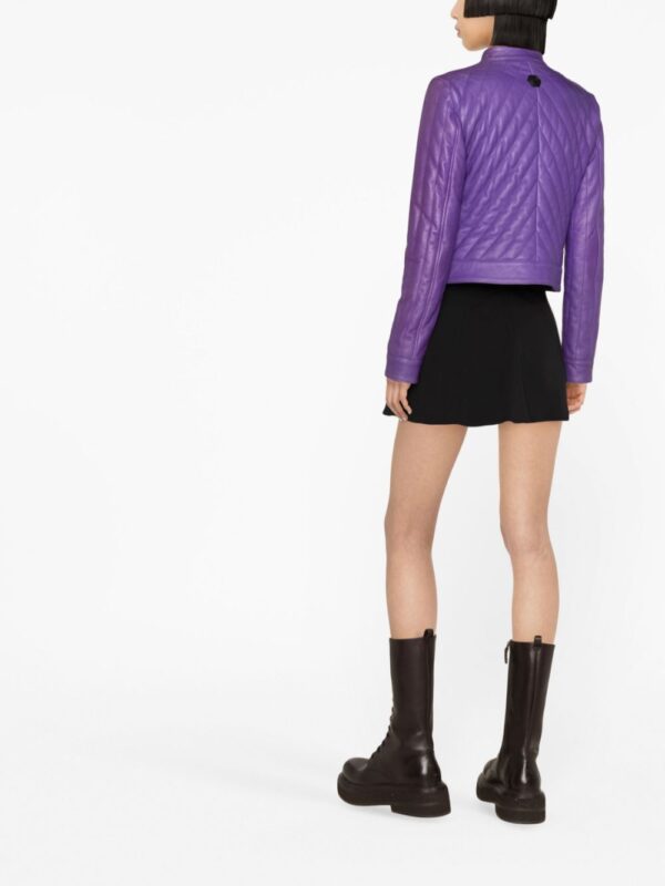 Philipp Plein  matelassé leather biker jacket - Image 4