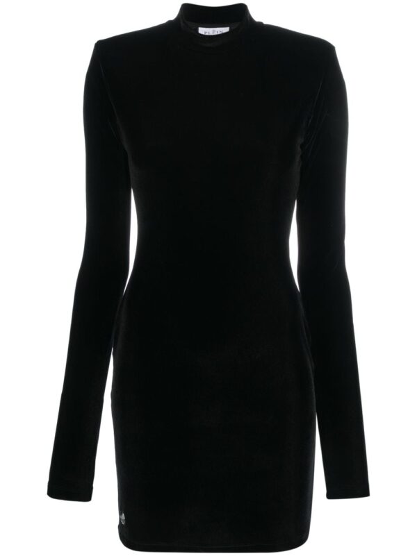Philipp Plein logo-plaque velvet minidress