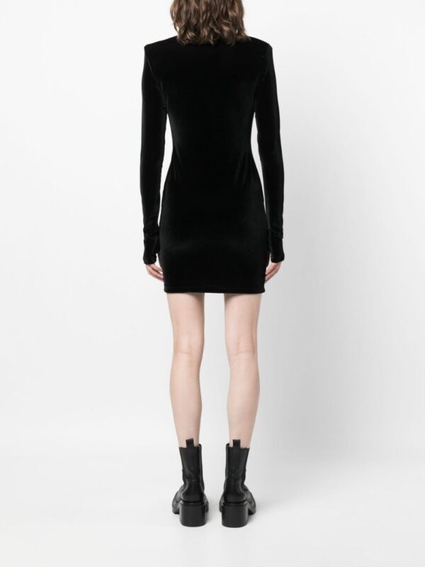 Philipp Plein logo-plaque velvet minidress - Image 4