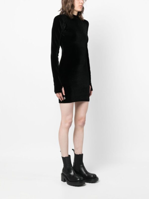 Philipp Plein logo-plaque velvet minidress - Image 2