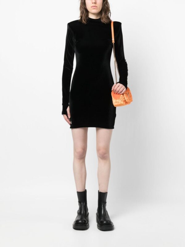 Philipp Plein logo-plaque velvet minidress - Image 3