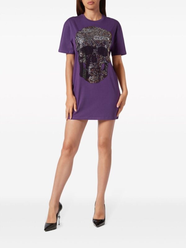 Philipp Plein logo-print cotton minidress - Image 4