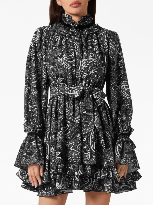 Philipp Plein ruffled paisley-print mini dress - Image 4
