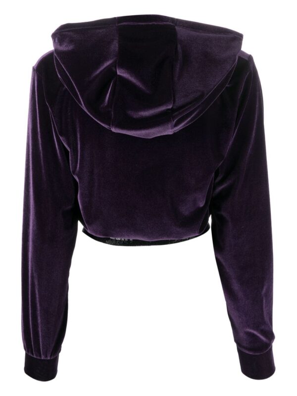 Philipp Plein  logo-embellishment velour hoodie - Image 2
