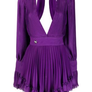 Philipp Plein  plunging V-neck pleated dress