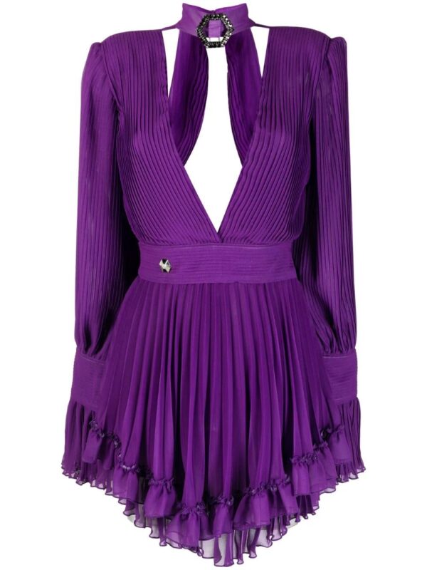 Philipp Plein  plunging V-neck pleated dress