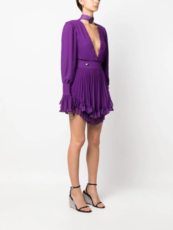 Philipp Plein  plunging V-neck pleated dress - Image 3
