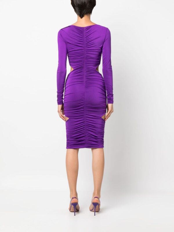 Philipp Plein logo-plaque ruched midi dress - Image 4