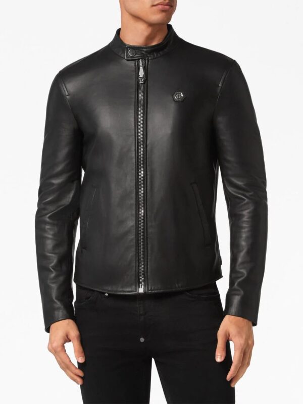 Philipp Plein  logo-patch leather jacket - Image 3