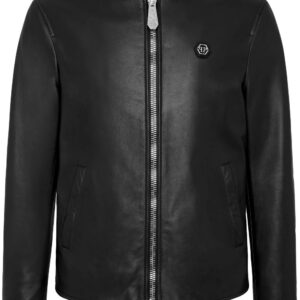 Philipp Plein  logo-patch leather jacket