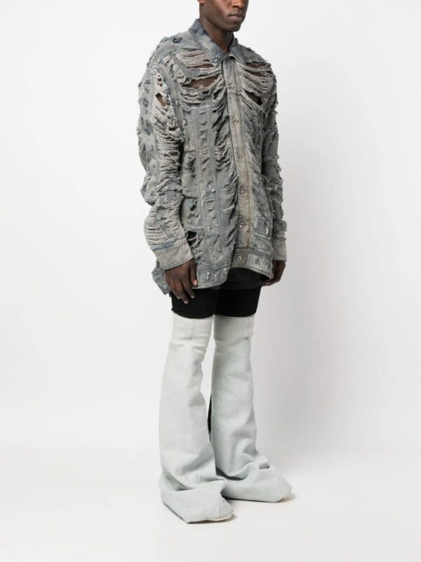 Rick Owens DRKSHDW  Jumbo Worker ripped denim jacket - Image 3