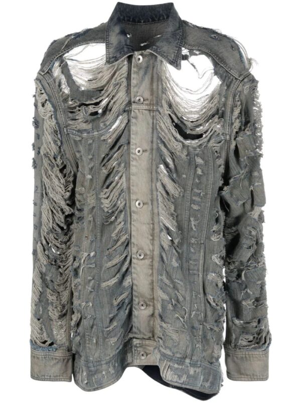 Rick Owens DRKSHDW  Jumbo Worker ripped denim jacket