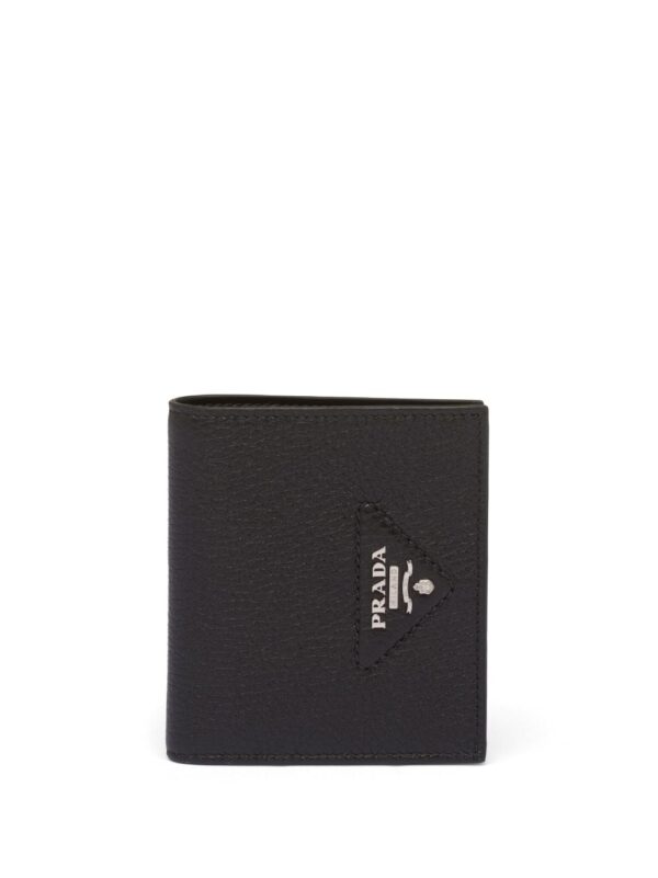 Prada pebbled-texture logo-plaque wallet