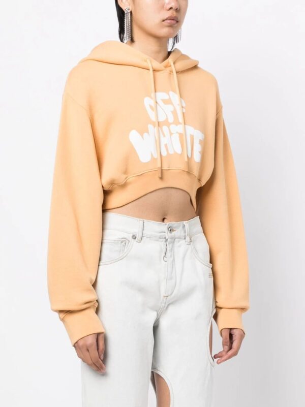 Off-White  logo-print cropped hoodie - Image 3