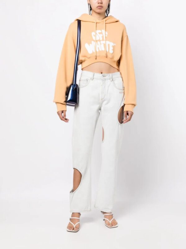 Off-White  logo-print cropped hoodie - Image 2