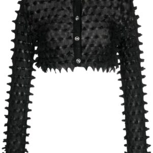 Versace spike-textured cropped cardigan