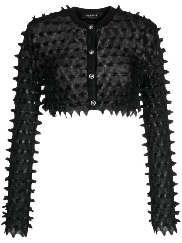 Versace  spike-textured cropped cardigan