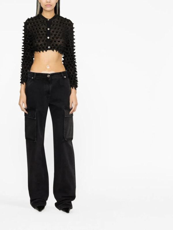 Versace  spike-textured cropped cardigan - Image 2