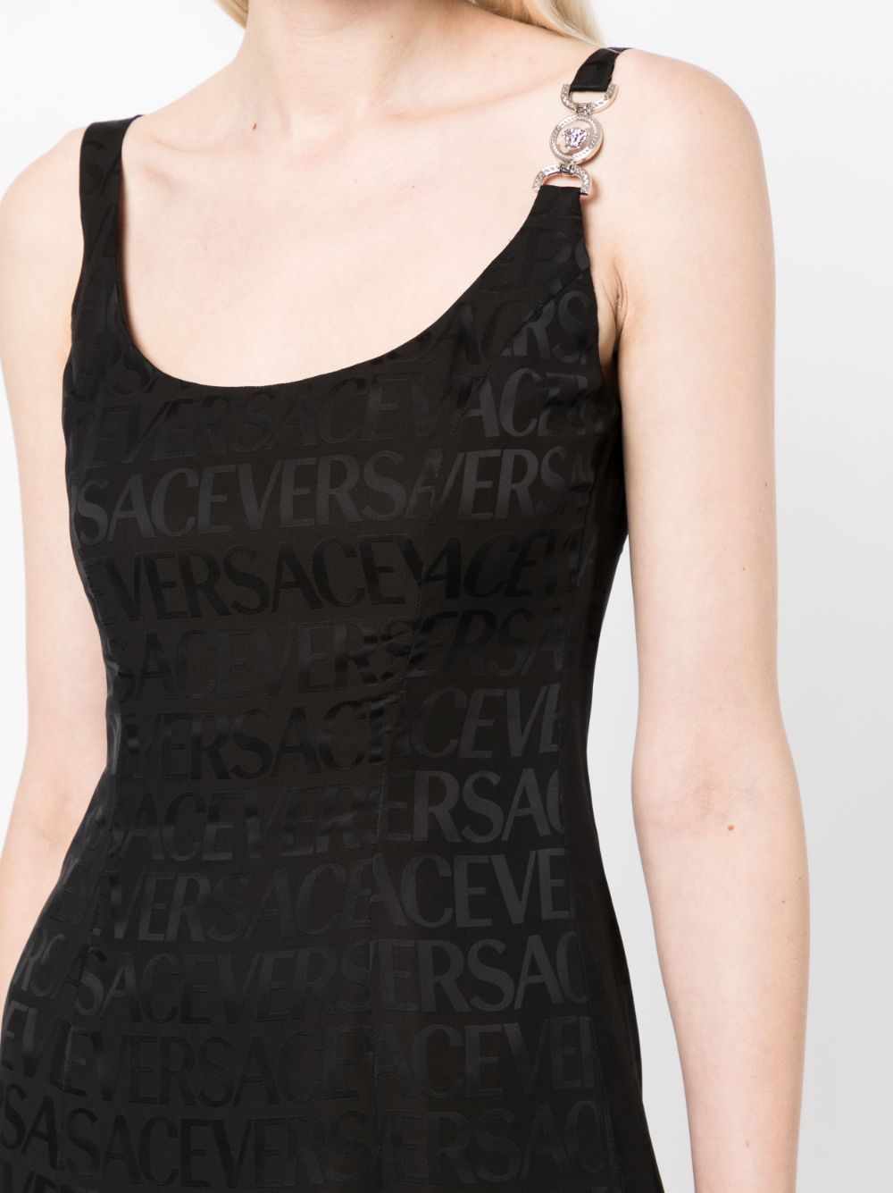 Versace logo-jacquard ruffle-detail dress - Image 4
