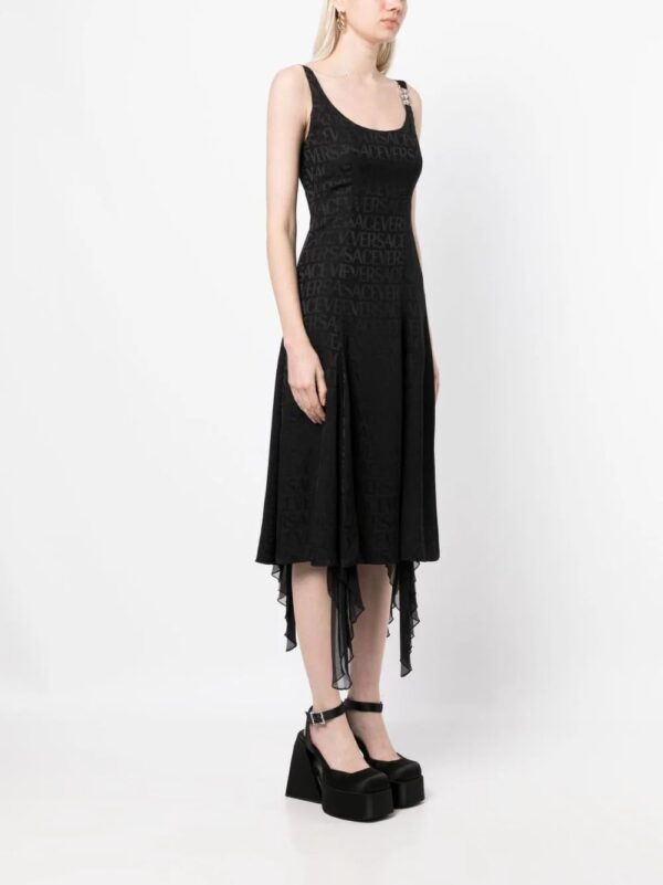 Versace  logo-jacquard ruffle-detail dress - Image 3