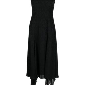 Versace logo-jacquard ruffle-detail dress