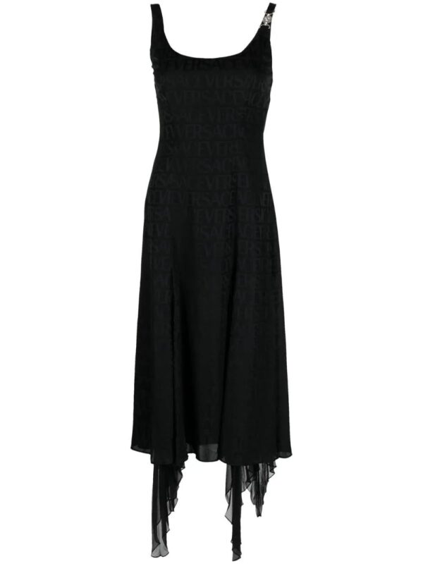Versace  logo-jacquard ruffle-detail dress