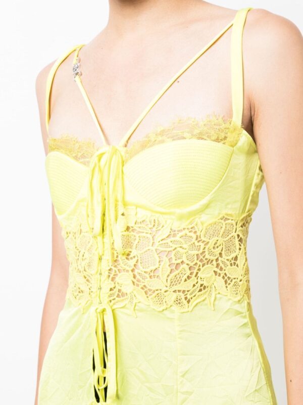 Versace sheer-lace asymmetric satin dress - Image 5