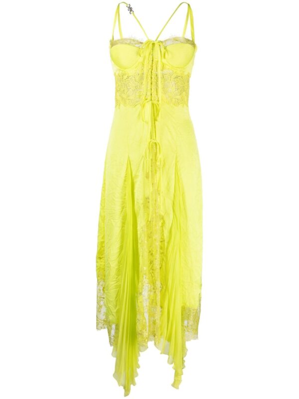 Versace sheer-lace asymmetric satin dress