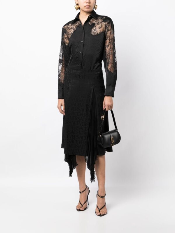 Versace  sheer-lace crinkled satin shirt - Image 2