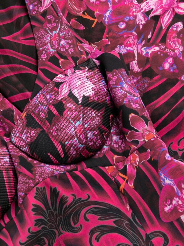 Versace Orchid Barocco-print ruffled silk dress - Image 3