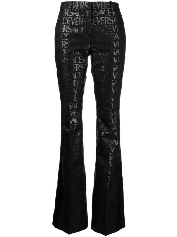Versace  logo-jacquard flared-leg trousers