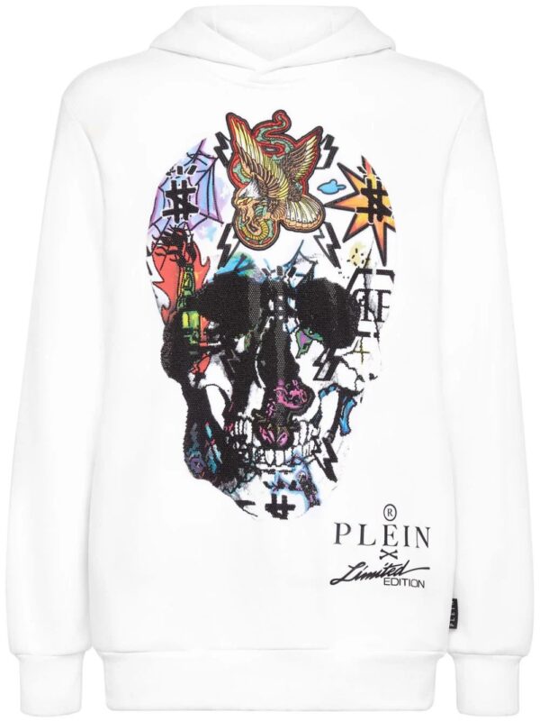 Philipp Plein  crystal-embellished skull hoodie