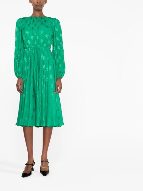 Dolce & Gabbana  logo-print flared silk midi dress - Image 2