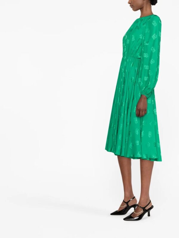 Dolce & Gabbana  logo-print flared silk midi dress - Image 3