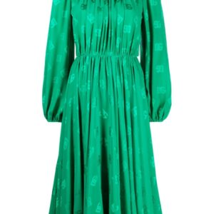 Dolce & Gabbana logo-print flared silk midi dress