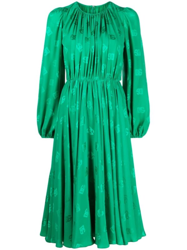 Dolce & Gabbana logo-print flared silk midi dress